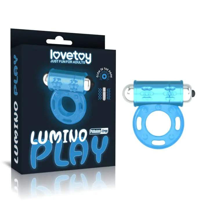 LoveToy Lumino Play Vibrating Penis Ring – glow in the dark – TPE – outer Ø 38 mm / inner Ø 19 mm