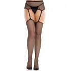 Backseam Net Stockings with Garter Belt – Black – One Size — Photo 5