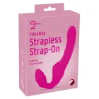 Vibrējošs bezsiksnas strapon 2 – 21.8 cm (8.6″) – rozā — Foto 1