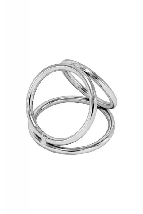 Locked Triple Ring Penis Ring – 3.2 cm – Black