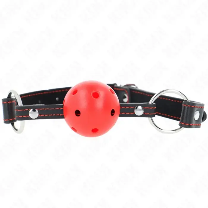 KINK Hollow Hard Red Ball Gag 6.5cm Adjustable Silicone Strap