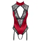 Cottelli LINGERIE Satin and Lace Bodysuit with Garters – Red/Black – XL — Photo 7