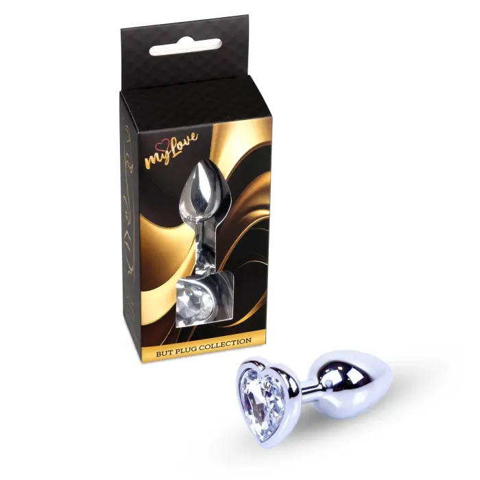 MyLove Toys Jewellery серебряная анальная пробка в форме сердца – 7 cm – Прозрачная