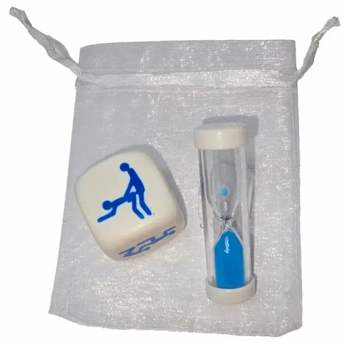 Diablo Picante erotisko pozīciju kauliņu komplekts ar smilšu pulksteni