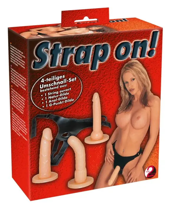 Strap-on stringi ar 3 dildo – Melni
