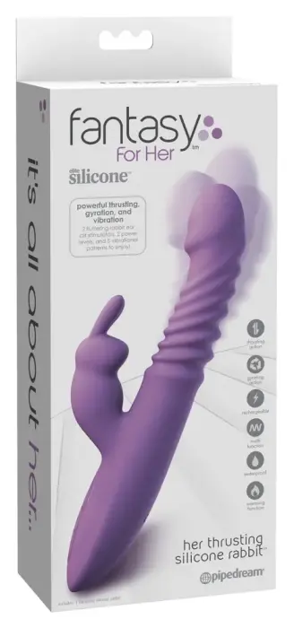 FFH Her truša vibrators ar kustību – 24 cm (9.4″) – rozā