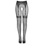 Cottelli Legware сетчатые колготки с встроенными подвязками – чёрные – S-L — Фото 5