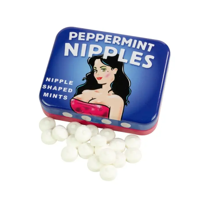 Nipple-Shaped Mint Candies in Metal Tin
