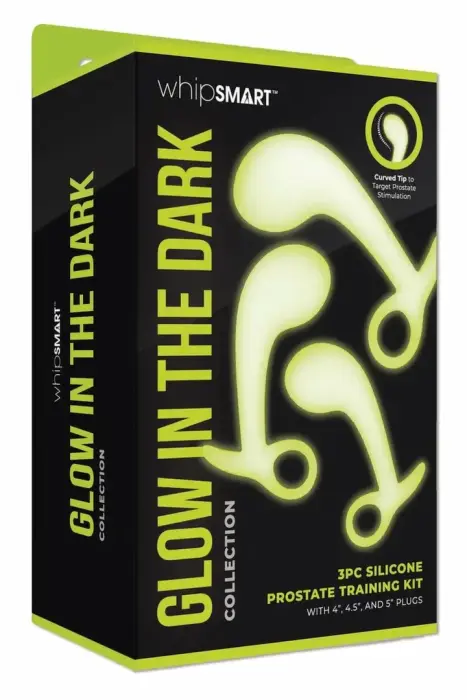 WHIPSMART 3 PCS Glow in the Dark Prostate Training Kit – 3 silikona aizbāžņu komplekts, spīd tumsā, pakāpeniski izmēri