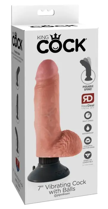 King Cock Vibrator with Balls – 18 cm (7″)