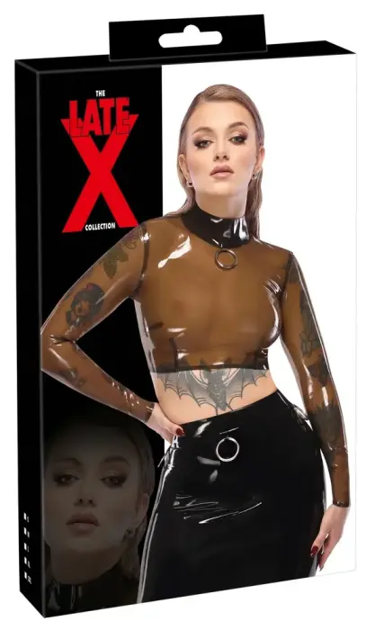 Latex Crop Top with Metal Ring – Transparent – S