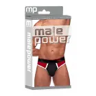 Male Power Retro Sport panel стринги – S/M – чёрный/красный — Фото 1