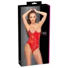 Cottelli Lingerie sarkana korsete ar atverām krūšu daļām un mežģīņu dekoru – L — Foto 1