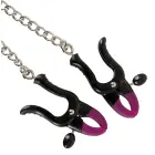 BK Silicone Nipple Clamps with Chain – Silver/Black/Purple — Photo 4