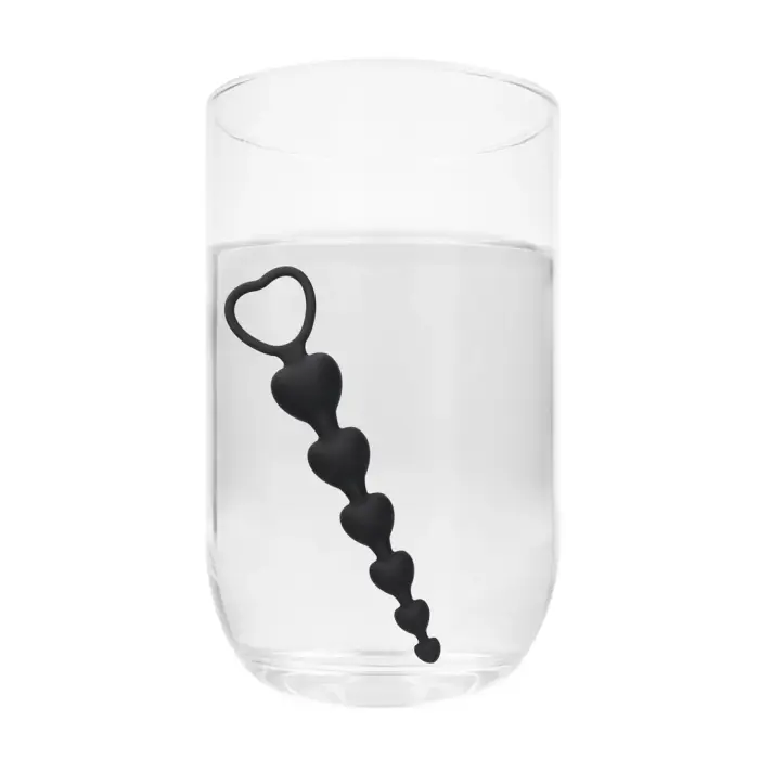 Anal Heart Beads – 10.5 cm (4.1″) – Black Photo