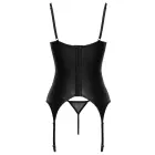 Cottelli LINGERIE krūštura komplekts ar zeķturiem un atvērtiem stringiem – melns/sarkans – S — Foto 7