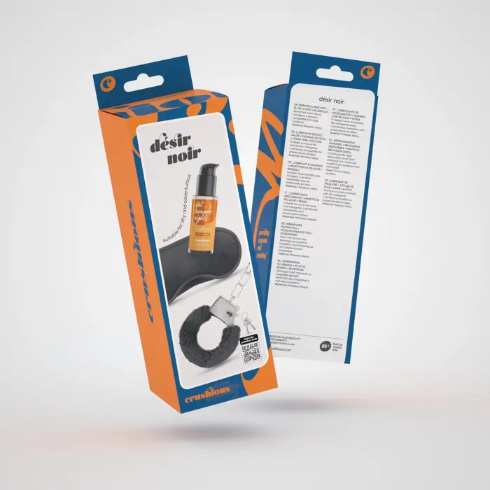 CRUSHIOUS DÉSIR NOIR HANDCUFFS SET + SATIN BLINDFOLD AND WARMING EFFECT LUBRICANT Foto 2