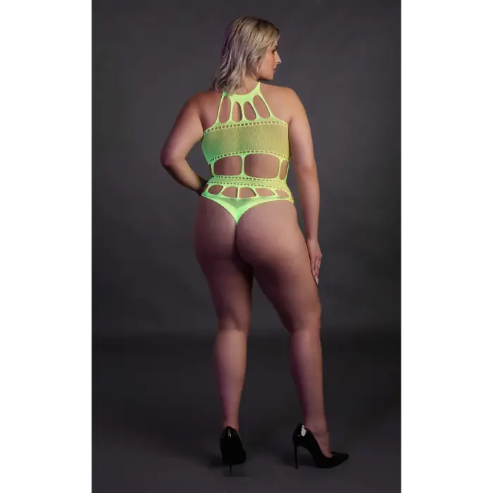 OUCH! Body with Grecian Neckline – Neon Green – Plus size Photo
