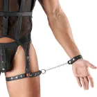 Svenjoyment Bondage men's net set – shirt with thigh harnesses, jock, 2 cuffs – black – L — Photo 6