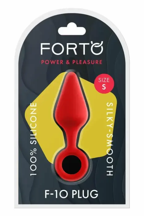 FORTO F-10 silikona anālais spraudnis ar izvilkšanas gredzenu – S – Sarkans
