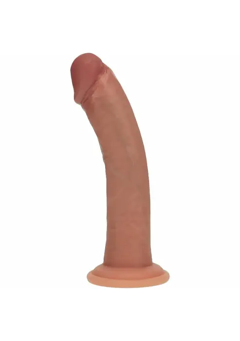Vive REA217 – curved dual density silicone dildo with suction cup – tan – 20.5 cm