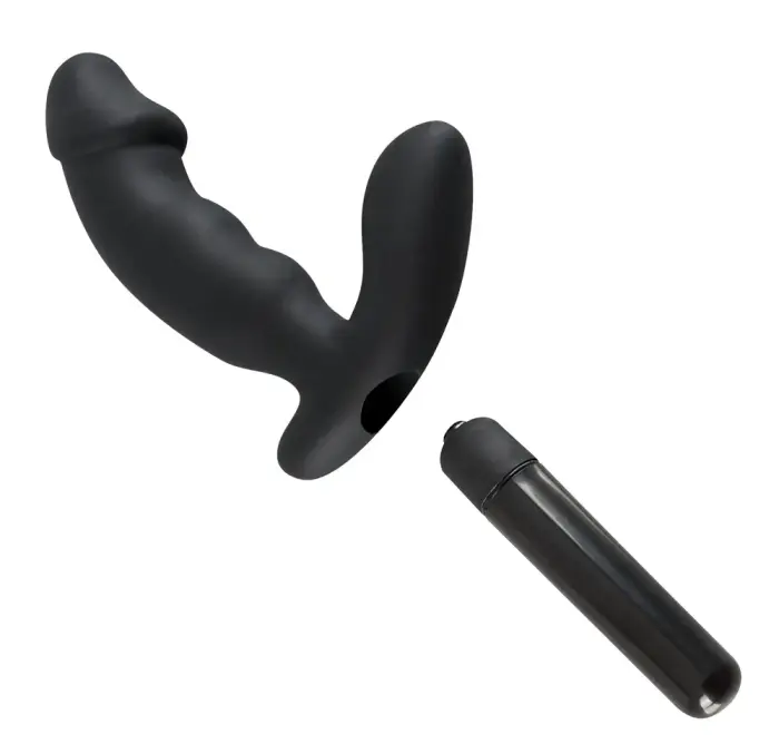 Rebel Dildo lisastimulaatoriga – 15 cm (6″) – Must Photo