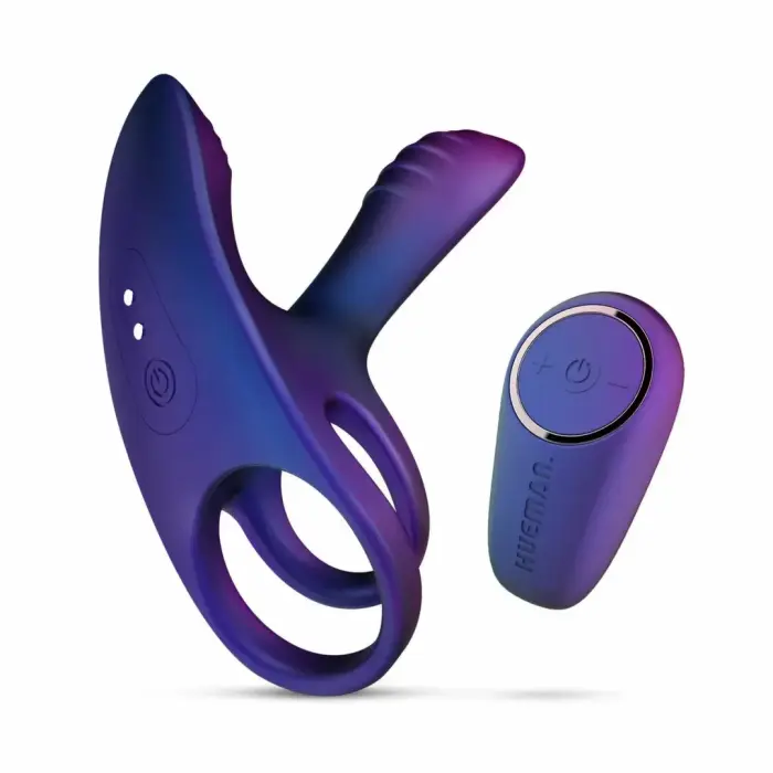 Hueman Vibrating Silicone Ring with Remote Control - Blue