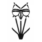 Christine Bondage Style Harness Bodysuit – adjustable straps, metal rings – black – L/XL — Photo 4