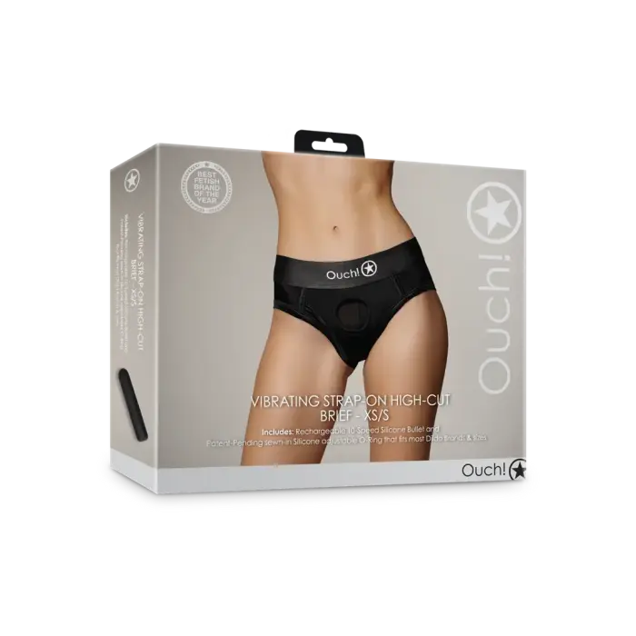 Vibrating Strap-on High-cut Brief – XS/S – Black
