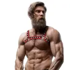 Fetish Submissive Attitude – Bulldog eco-leather chest harness – black/red – one size — Photo 4