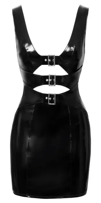 Black Level vinila kleita ar sprādzēm – melna – L Foto 8