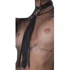 Bad Kitty Black Net Basque Set with Mask, Choker, and Flogger – S Photo