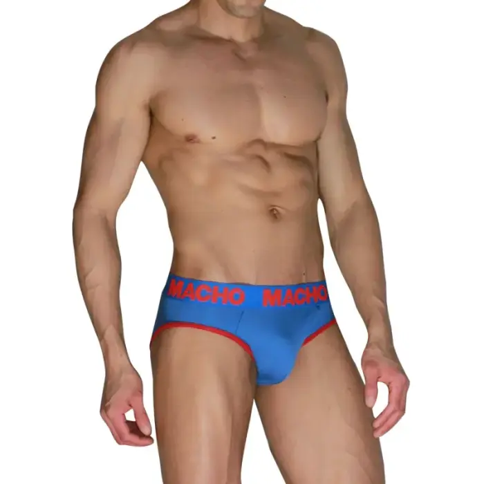 MACHO MCH005 Classic Men's Briefs Blue & Red Size M Lycra Comfort