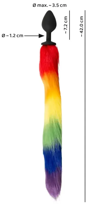 Fluffy Tail Rainbow dildo – 42 cm – Multicolored Photo