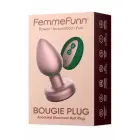 FemmeFunn Bougie Plug – алюминиевая анальная пробка с беспроводным пультом – розовое золото – 11 режимов – 8,9 см — Фото 1
