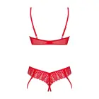Obsessive Ingridia Red Lace Crotchless Set with Suspenders – XL/2XL — Photo 4