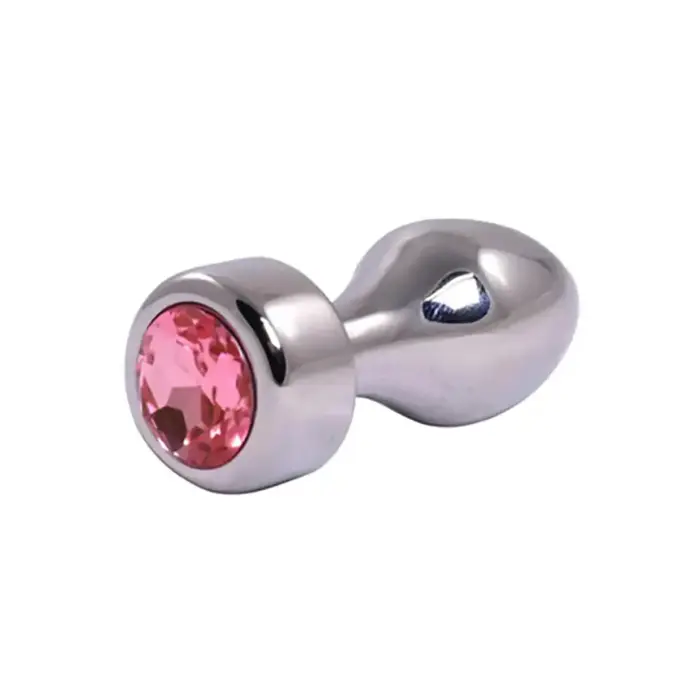 Серебристая анальная пробка с розовым бриллиантом – 7.7 cm (3.0″)