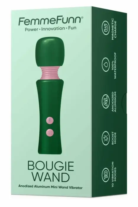 FemmeFunn Bougie Wand – компактный металлический массажёр-вибратор (wand) – зелёный – 14,5 см