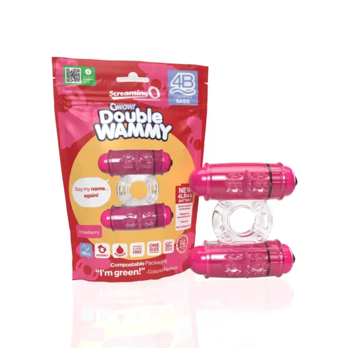 The Screaming O 4B Double Wammy Vibrating Ring – Red