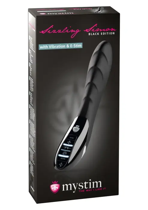 Sizzling Simon dubultais vibrators ar E-stim – melns Foto 2