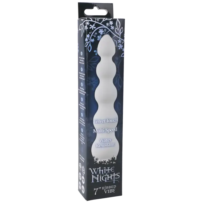 White Nights ребристый вибратор – 18 cm (7″) – белый