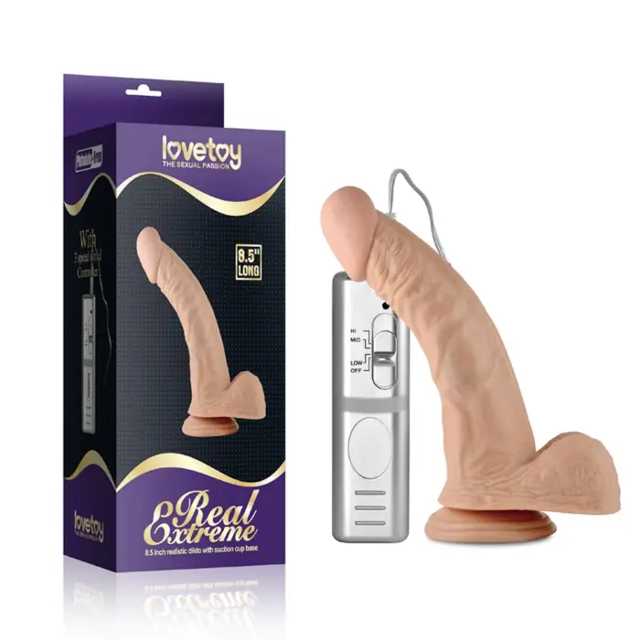 Real Extreme vibrējošs dildo – 21.5 cm (8.5″) – ādas krāsa