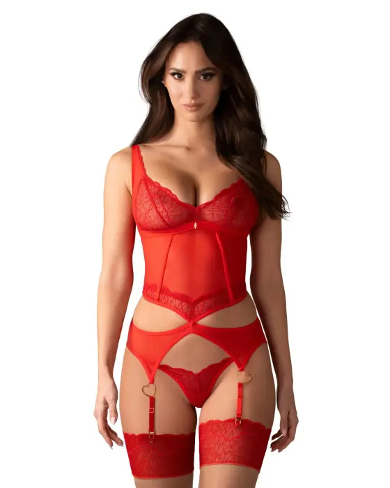 Cupide Desir Corset and Thong Set – Red – S