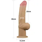 Love Toy divslāņu dildo ar rokturi – 30.5 cm (12″) – miesas krāsa — Foto 2