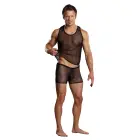 Male Power Stretch Net Tank Top – Black – S/M — Photo 2