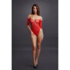 Crotchless Rhinestone Bodysuit – Red – One Size — Photo 5