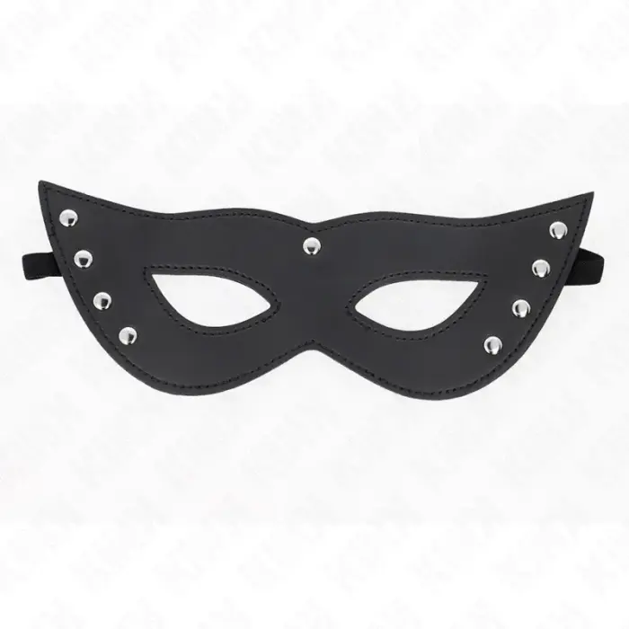 KINK 4 Rivets Eye Mask – Black Vegan Leather – 28x8 cm