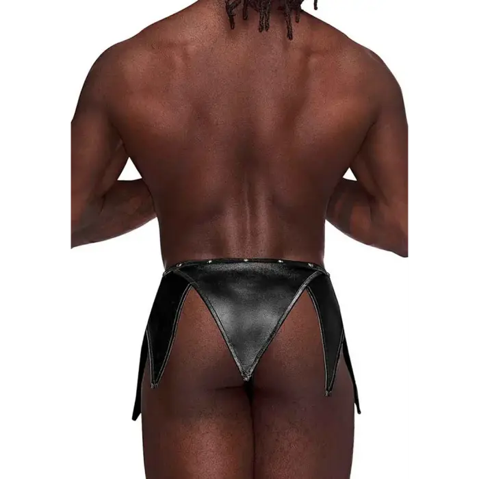 Eros Gladiator Kilt Design with Attached Thong – Black – L/XL