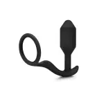 B-Vibe Snug & Tug – Erekcijas gredzens ar svaru un anālais spraudnis – Melns — Foto 5