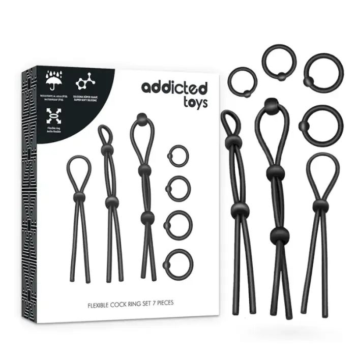 Addicted Toys Flexible Silicone Ring Set 7 pcs – Black